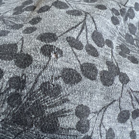 LL Bean Sweatshirt 2XL Gray Floral Cowl Neck Drawstring Pockets Cozy Pima Cotton - Picture 8 of 13